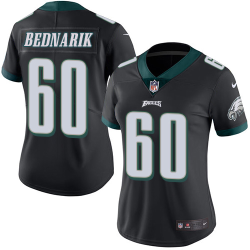 Women's Limited Chuck Bednarik Nike Jersey Black - #60 Rush NFL Philadelphia Eagles